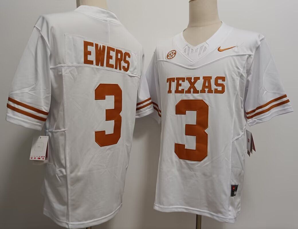 Men Texas Longhorns #3 Quinn Ewers White Nike 2024 NCAA jersey->indianapolis colts->NFL Jersey